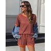 image:imageEkouaer Pajamas for Women Short Sleeve Pjs Sets Crewneck Striped Tops and Shorts 2 Piece Lounge Sets with Pockets SXXLGrey Red Stripe