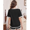 image:imageEkouaer Pajamas for Women Short Sleeve Pjs Sets Crewneck Striped Tops and Shorts 2 Piece Lounge Sets with Pockets SXXLSolidblack
