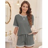 image:imageEkouaer Pajamas for Women Short Sleeve Pjs Sets Crewneck Striped Tops and Shorts 2 Piece Lounge Sets with Pockets SXXLSoliddark Grey