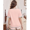 image:imageEkouaer Pajamas for Women Short Sleeve Pjs Sets Crewneck Striped Tops and Shorts 2 Piece Lounge Sets with Pockets SXXLSolidpink