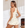 image:imageEkouaer Ribbed Cami Pajamas Set 2 Piece Rib Knit Camisoles Pjs Racerback Tank Top with Shorts Lounge Sets for WomenBeige Cherry