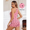 image:imageEkouaer Ribbed Cami Pajamas Set 2 Piece Rib Knit Camisoles Pjs Racerback Tank Top with Shorts Lounge Sets for WomenPink Black Butterfly