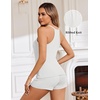 image:imageEkouaer Ribbed Cami Pajamas Set 2 Piece Rib Knit Camisoles Pjs Racerback Tank Top with Shorts Lounge Sets for WomenWhite