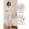 image:imageEkouaer Satin Lounge Sets for Women 2 Pieces Silk Pajamas Set Long Sleeve Top with Pants Outfits with BeltChampagne