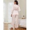 image:imageEkouaer Satin Lounge Sets for Women 2 Pieces Silk Pajamas Set Long Sleeve Top with Pants Outfits with BeltChampagne