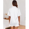image:imageEkouaer Satin Pajama Set for Women Button Down Silk 2 Piece Pj Sets Ruffle Short Sleeve SleepwearAwhite