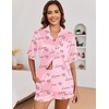 image:imageEkouaer Satin Pajama Set for Women Button Down Silk 2 Piece Pj Sets Ruffle Short Sleeve SleepwearPink Love