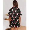 image:imageEkouaer Satin Pajama Set for Women Button Down Silk 2 Piece Pj Sets Ruffle Short Sleeve SleepwearZblack Christmas