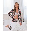 image:imageEkouaer Satin Pajama Set for Women Silky Sleepwear Long Sleeve Top and Pants Button Down Pjs Lounge SetBlack Popcorn