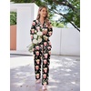 image:imageEkouaer Satin Pajama Set for Women Silky Sleepwear Long Sleeve Top and Pants Button Down Pjs Lounge SetBlack Popcorn
