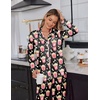 image:imageEkouaer Satin Pajama Set for Women Silky Sleepwear Long Sleeve Top and Pants Button Down Pjs Lounge SetBlack Popcorn