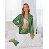 image:imageEkouaer Satin Pajama Set for Women Silky Sleepwear Long Sleeve Top and Pants Button Down Pjs Lounge SetBright Green