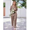 image:imageEkouaer Satin Pajama Set for Women Silky Sleepwear Long Sleeve Top and Pants Button Down Pjs Lounge SetBrown