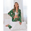 image:imageEkouaer Satin Pajama Set for Women Silky Sleepwear Long Sleeve Top and Pants Button Down Pjs Lounge SetGreen Christmas