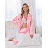 image:imageEkouaer Satin Pajama Set for Women Silky Sleepwear Long Sleeve Top and Pants Button Down Pjs Lounge SetPink