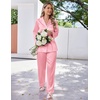 image:imageEkouaer Satin Pajama Set for Women Silky Sleepwear Long Sleeve Top and Pants Button Down Pjs Lounge SetPink