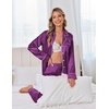 image:imageEkouaer Satin Pajama Set for Women Silky Sleepwear Long Sleeve Top and Pants Button Down Pjs Lounge SetPurple