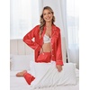 image:imageEkouaer Satin Pajama Set for Women Silky Sleepwear Long Sleeve Top and Pants Button Down Pjs Lounge SetRed