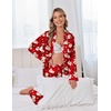 image:imageEkouaer Satin Pajama Set for Women Silky Sleepwear Long Sleeve Top and Pants Button Down Pjs Lounge SetRed Christmas