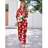 image:imageEkouaer Satin Pajama Set for Women Silky Sleepwear Long Sleeve Top and Pants Button Down Pjs Lounge SetRed Christmas