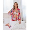 image:imageEkouaer Satin Pajama Set for Women Silky Sleepwear Long Sleeve Top and Pants Button Down Pjs Lounge SetRose Red Books