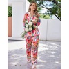 image:imageEkouaer Satin Pajama Set for Women Silky Sleepwear Long Sleeve Top and Pants Button Down Pjs Lounge SetRose Red Books