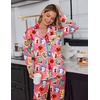 image:imageEkouaer Satin Pajama Set for Women Silky Sleepwear Long Sleeve Top and Pants Button Down Pjs Lounge SetRose Red Books