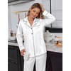 image:imageEkouaer Satin Pajama Set for Women Silky Sleepwear Long Sleeve Top and Pants Button Down Pjs Lounge SetWhite