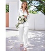 image:imageEkouaer Satin Pajama Set for Women Silky Sleepwear Long Sleeve Top and Pants Button Down Pjs Lounge SetWhite