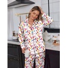 image:imageEkouaer Satin Pajama Set for Women Silky Sleepwear Long Sleeve Top and Pants Button Down Pjs Lounge SetWhite Bottles