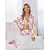 image:imageEkouaer Satin Pajama Set for Women Silky Sleepwear Long Sleeve Top and Pants Button Down Pjs Lounge SetWhite Bottles
