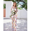 image:imageEkouaer Satin Pajama Set for Women Silky Sleepwear Long Sleeve Top and Pants Button Down Pjs Lounge SetWhite Bottles