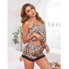 image:imageEkouaer Satin Pajamas Women Lace Sleepwear Lingerie Cami Shorts Set Nightwear XSXXL01 Leopard