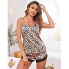 image:imageEkouaer Satin Pajamas Women Lace Sleepwear Lingerie Cami Shorts Set Nightwear XSXXL01 Leopard