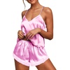 image:imageEkouaer Satin Pajamas Women Lace Sleepwear Lingerie Cami Shorts Set Nightwear XSXXLHot Pink
