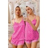 image:imageEkouaer Satin Pajamas Women Lace Sleepwear Lingerie Cami Shorts Set Nightwear XSXXLHot Pink Leopard