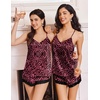 image:imageEkouaer Satin Pajamas Women Lace Sleepwear Lingerie Cami Shorts Set Nightwear XSXXLLeopard Rose