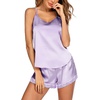 image:imageEkouaer Satin Pajamas Women Lace Sleepwear Lingerie Cami Shorts Set Nightwear XSXXLLight Purple