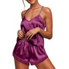 image:imageEkouaer Satin Pajamas Women Lace Sleepwear Lingerie Cami Shorts Set Nightwear XSXXLPurple