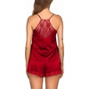 image:imageEkouaer Satin Pajamas Women Lace Sleepwear Lingerie Cami Shorts Set Nightwear XSXXLRed