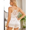 image:imageEkouaer Satin Pajamas Women Lace Sleepwear Lingerie Cami Shorts Set Nightwear XSXXLWhite