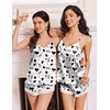image:imageEkouaer Satin Pajamas Women Lace Sleepwear Lingerie Cami Shorts Set Nightwear XSXXLWhite Cow
