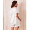 image:imageEkouaer Satin Pajamas for Women Short Sleeve Silk Sleepwear 2 Piece Pjs Set with Ruffled Shorts Casual LoungewearWhite
