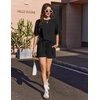 image:imageEkouaer Short Sleeve Pajamas Set Ribbed Knit Lounge Sets for Women Pjs Shorts Set Two Piece Shorts Outfits SetBlack