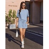 image:imageEkouaer Short Sleeve Pajamas Set Ribbed Knit Lounge Sets for Women Pjs Shorts Set Two Piece Shorts Outfits SetLight Blue