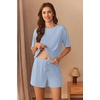 image:imageEkouaer Short Sleeve Pajamas Set Ribbed Knit Lounge Sets for Women Pjs Shorts Set Two Piece Shorts Outfits SetLight Blue
