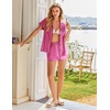 image:imageEkouaer Silk Pajamas Set for Women Button Down 2 Piece Stain Pjs Shorts Set Soft Sleepwear Short Sleeve Loungewear SXXLHot Pink Leopard