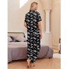 image:imageEkouaer Silk Pajamas for Womens Set 2 Piece Satin Pjs Soft Button Down Sleepwear Wide Leg Long Pants with PocketsBlack Butterfly