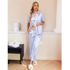 image:imageEkouaer Silk Pajamas for Womens Set 2 Piece Satin Pjs Soft Button Down Sleepwear Wide Leg Long Pants with PocketsBlue Striped