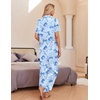image:imageEkouaer Silk Pajamas for Womens Set 2 Piece Satin Pjs Soft Button Down Sleepwear Wide Leg Long Pants with PocketsLight Bluebow